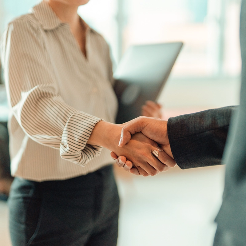 Shaking hands in office